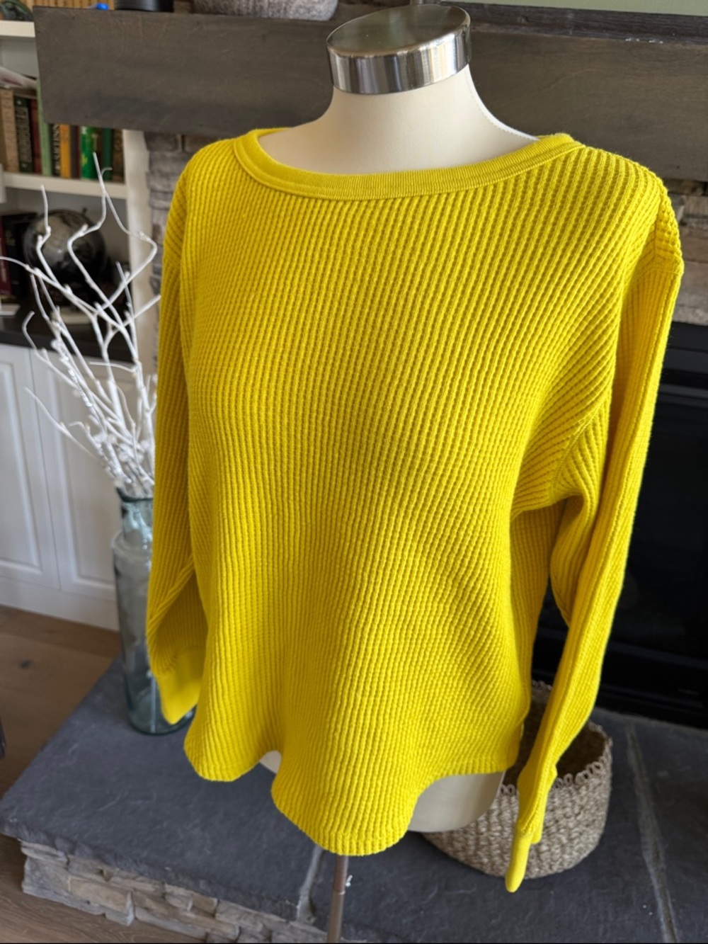 GAP Yellow Ribbed Long Sleeve Crew Thermal Top - Picture 4 of 13